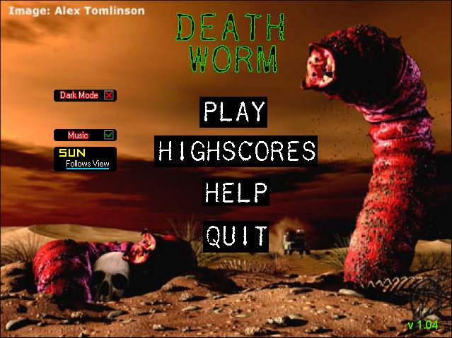 Начальная заставка аркадной игры Death Worm